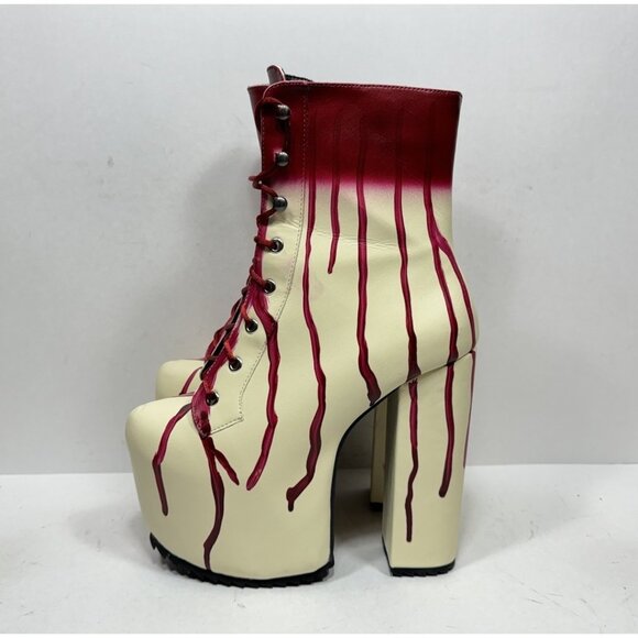Dolls Kill Total Blood Bath Platform Lace Boots Goth Lolita Retro Women’s Sz 8 - Picture 3 of 9